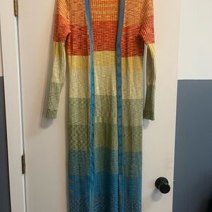 Colorful Striped Long Cardigan